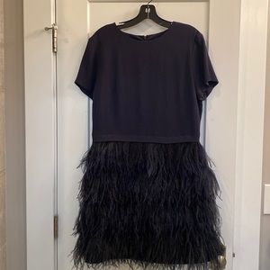 Club Monaco Navy Feather Dress